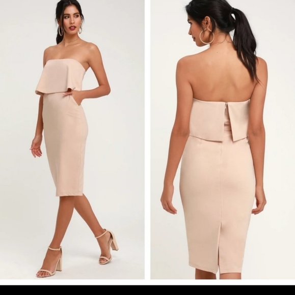 Lulus Dresses & Skirts - Nwt Lulu's Lots of Love Nude Midi dress M
